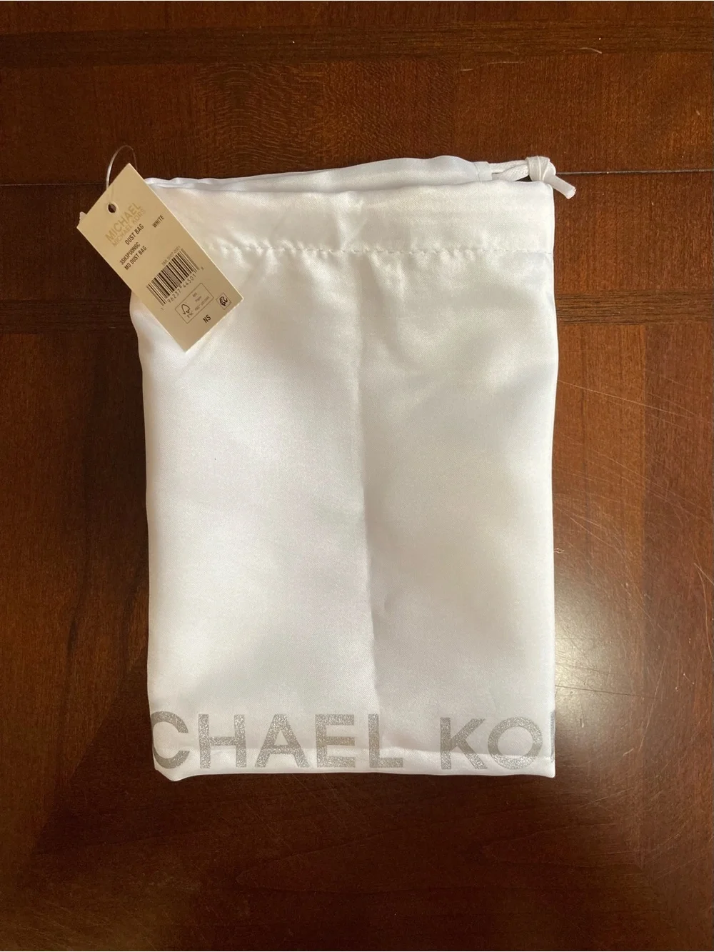 Michael Kors White Satin Drawstring Dust Bag Cover NWT 16” x 14”